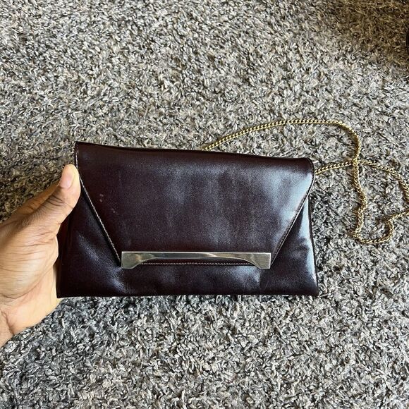 Vintage Susan Gail Clutch Shoulder Crossbody Leather Purse Bag Brown - Picture 2 of 8